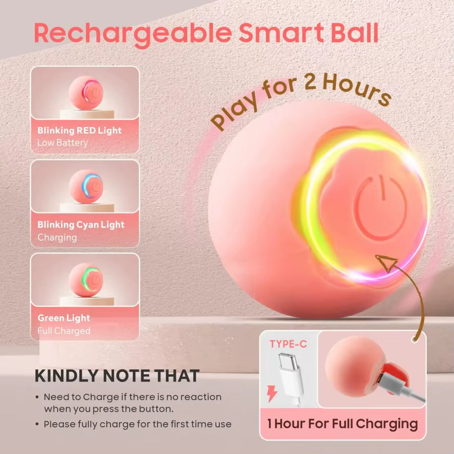 Pet Cat Toys Automatic Rolling Smart Cat Ball Training Self-Moving Kitten Toy Cat Playing Indoor Interactive Pet Toys