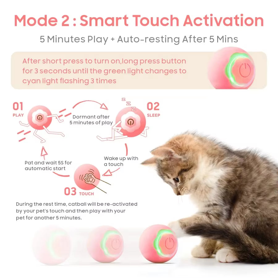 Pet Cat Toys Automatic Rolling Smart Cat Ball Training Self-Moving Kitten Toy Cat Playing Indoor Interactive Pet Toys